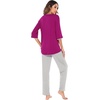 image:imageWiWi Womens 34 Sleeve Pajamas Set Soft Cooling Bamboo Viscose Top with Pants Sleepwear Plus Size Pjs S4X with PocketsAdark Reddish Purplelight Grey