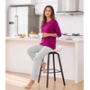 image:imageWiWi Womens 34 Sleeve Pajamas Set Soft Cooling Bamboo Viscose Top with Pants Sleepwear Plus Size Pjs S4X with PocketsAdark Reddish Purplelight Grey