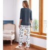 image:imageWiWi Womens 34 Sleeve Pajamas Set Soft Cooling Bamboo Viscose Top with Pants Sleepwear Plus Size Pjs S4X with PocketsAgreen Feather