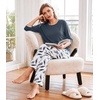 image:imageWiWi Womens 34 Sleeve Pajamas Set Soft Cooling Bamboo Viscose Top with Pants Sleepwear Plus Size Pjs S4X with PocketsAgreen Feather