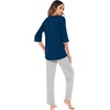 image:imageWiWi Womens 34 Sleeve Pajamas Set Soft Cooling Bamboo Viscose Top with Pants Sleepwear Plus Size Pjs S4X with PocketsAink Bluelight Grey