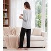 image:imageWiWi Womens 34 Sleeve Pajamas Set Soft Cooling Bamboo Viscose Top with Pants Sleepwear Plus Size Pjs S4X with PocketsAlight Heather Greyblack