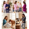 image:imageWiWi Womens 34 Sleeve Pajamas Set Soft Cooling Bamboo Viscose Top with Pants Sleepwear Plus Size Pjs S4X with PocketsAlight Heather Greyblack