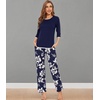 image:imageWiWi Womens 34 Sleeve Pajamas Set Soft Cooling Bamboo Viscose Top with Pants Sleepwear Plus Size Pjs S4X with PocketsAnavy Floral