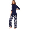 image:imageWiWi Womens 34 Sleeve Pajamas Set Soft Cooling Bamboo Viscose Top with Pants Sleepwear Plus Size Pjs S4X with PocketsAnavy Floral