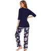 image:imageWiWi Womens 34 Sleeve Pajamas Set Soft Cooling Bamboo Viscose Top with Pants Sleepwear Plus Size Pjs S4X with PocketsAnavyPeony