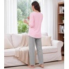 image:imageWiWi Womens 34 Sleeve Pajamas Set Soft Cooling Bamboo Viscose Top with Pants Sleepwear Plus Size Pjs S4X with PocketsApinkheather Grey