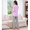 image:imageWiWi Womens 34 Sleeve Pajamas Set Soft Cooling Bamboo Viscose Top with Pants Sleepwear Plus Size Pjs S4X with PocketsApurpleheather Grey