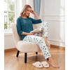 image:imageWiWi Womens 34 Sleeve Pajamas Set Soft Cooling Bamboo Viscose Top with Pants Sleepwear Plus Size Pjs S4X with PocketsAwhiteGreen Dots