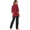 image:imageWiWi Womens 34 Sleeve Pajamas Set Soft Cooling Bamboo Viscose Top with Pants Sleepwear Plus Size Pjs S4X with PocketsAwineblack