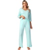 image:imageWiWi Womens 34 Sleeve Pajamas Set Soft Cooling Bamboo Viscose Top with Pants Sleepwear Plus Size Pjs S4X with PocketsBaqua