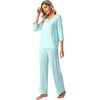 image:imageWiWi Womens 34 Sleeve Pajamas Set Soft Cooling Bamboo Viscose Top with Pants Sleepwear Plus Size Pjs S4X with PocketsBaqua