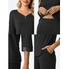 image:imageWiWi Womens 34 Sleeve Pajamas Set Soft Cooling Bamboo Viscose Top with Pants Sleepwear Plus Size Pjs S4X with PocketsBblack
