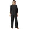 image:imageWiWi Womens 34 Sleeve Pajamas Set Soft Cooling Bamboo Viscose Top with Pants Sleepwear Plus Size Pjs S4X with PocketsBblack