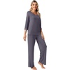 image:imageWiWi Womens 34 Sleeve Pajamas Set Soft Cooling Bamboo Viscose Top with Pants Sleepwear Plus Size Pjs S4X with PocketsBdark Grey