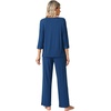 image:imageWiWi Womens 34 Sleeve Pajamas Set Soft Cooling Bamboo Viscose Top with Pants Sleepwear Plus Size Pjs S4X with PocketsBink Blue