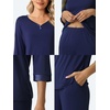 image:imageWiWi Womens 34 Sleeve Pajamas Set Soft Cooling Bamboo Viscose Top with Pants Sleepwear Plus Size Pjs S4X with PocketsBnavy
