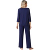 image:imageWiWi Womens 34 Sleeve Pajamas Set Soft Cooling Bamboo Viscose Top with Pants Sleepwear Plus Size Pjs S4X with PocketsBnavy