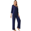 image:imageWiWi Womens 34 Sleeve Pajamas Set Soft Cooling Bamboo Viscose Top with Pants Sleepwear Plus Size Pjs S4X with PocketsBnavy