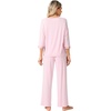 image:imageWiWi Womens 34 Sleeve Pajamas Set Soft Cooling Bamboo Viscose Top with Pants Sleepwear Plus Size Pjs S4X with PocketsBpink