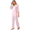 image:imageWiWi Womens 34 Sleeve Pajamas Set Soft Cooling Bamboo Viscose Top with Pants Sleepwear Plus Size Pjs S4X with PocketsBpink