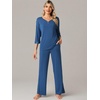 image:imageWiWi Womens 34 Sleeve Pajamas Set Soft Cooling Bamboo Viscose Top with Pants Sleepwear Plus Size Pjs S4X with PocketsBprussian Blue