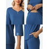 image:imageWiWi Womens 34 Sleeve Pajamas Set Soft Cooling Bamboo Viscose Top with Pants Sleepwear Plus Size Pjs S4X with PocketsBprussian Blue