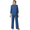 image:imageWiWi Womens 34 Sleeve Pajamas Set Soft Cooling Bamboo Viscose Top with Pants Sleepwear Plus Size Pjs S4X with PocketsBprussian Blue