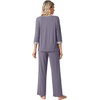 image:imageWiWi Womens 34 Sleeve Pajamas Set Soft Cooling Bamboo Viscose Top with Pants Sleepwear Plus Size Pjs S4X with PocketsBpurplish Grey