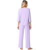 image:imageWiWi Womens 34 Sleeve Pajamas Set Soft Cooling Bamboo Viscose Top with Pants Sleepwear Plus Size Pjs S4X with PocketsBtaro Purple