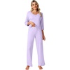 image:imageWiWi Womens 34 Sleeve Pajamas Set Soft Cooling Bamboo Viscose Top with Pants Sleepwear Plus Size Pjs S4X with PocketsBtaro Purple