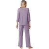image:imageWiWi Womens 34 Sleeve Pajamas Set Soft Cooling Bamboo Viscose Top with Pants Sleepwear Plus Size Pjs S4X with PocketsBviolet