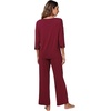 image:imageWiWi Womens 34 Sleeve Pajamas Set Soft Cooling Bamboo Viscose Top with Pants Sleepwear Plus Size Pjs S4X with PocketsBwine