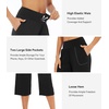 image:imageWiWi Womens Bamboo Viscose Super Soft Capri Wide Leg Yoga Pants Capris Sweatpants Lounge Bottoms with Pockets SXXLBlack