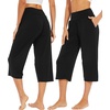 image:imageWiWi Womens Bamboo Viscose Super Soft Capri Wide Leg Yoga Pants Capris Sweatpants Lounge Bottoms with Pockets SXXLBlack