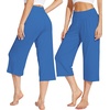 image:imageWiWi Womens Bamboo Viscose Super Soft Capri Wide Leg Yoga Pants Capris Sweatpants Lounge Bottoms with Pockets SXXLBright Blue