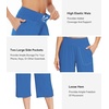 image:imageWiWi Womens Bamboo Viscose Super Soft Capri Wide Leg Yoga Pants Capris Sweatpants Lounge Bottoms with Pockets SXXLBright Blue