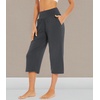 image:imageWiWi Womens Bamboo Viscose Super Soft Capri Wide Leg Yoga Pants Capris Sweatpants Lounge Bottoms with Pockets SXXLCharcoal