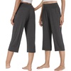 image:imageWiWi Womens Bamboo Viscose Super Soft Capri Wide Leg Yoga Pants Capris Sweatpants Lounge Bottoms with Pockets SXXLCharcoal Heather