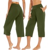 image:imageWiWi Womens Bamboo Viscose Super Soft Capri Wide Leg Yoga Pants Capris Sweatpants Lounge Bottoms with Pockets SXXLDark Army Green