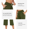 image:imageWiWi Womens Bamboo Viscose Super Soft Capri Wide Leg Yoga Pants Capris Sweatpants Lounge Bottoms with Pockets SXXLDark Army Green