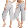 image:imageWiWi Womens Bamboo Viscose Super Soft Capri Wide Leg Yoga Pants Capris Sweatpants Lounge Bottoms with Pockets SXXLGrey