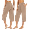 image:imageWiWi Womens Bamboo Viscose Super Soft Capri Wide Leg Yoga Pants Capris Sweatpants Lounge Bottoms with Pockets SXXLKhaki