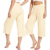 image:imageWiWi Womens Bamboo Viscose Super Soft Capri Wide Leg Yoga Pants Capris Sweatpants Lounge Bottoms with Pockets SXXLLight Beige