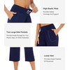 image:imageWiWi Womens Bamboo Viscose Super Soft Capri Wide Leg Yoga Pants Capris Sweatpants Lounge Bottoms with Pockets SXXLNavy
