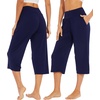 image:imageWiWi Womens Bamboo Viscose Super Soft Capri Wide Leg Yoga Pants Capris Sweatpants Lounge Bottoms with Pockets SXXLNavy