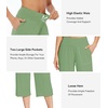 image:imageWiWi Womens Bamboo Viscose Super Soft Capri Wide Leg Yoga Pants Capris Sweatpants Lounge Bottoms with Pockets SXXLPea Green
