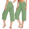 image:imageWiWi Womens Bamboo Viscose Super Soft Capri Wide Leg Yoga Pants Capris Sweatpants Lounge Bottoms with Pockets SXXLPea Green