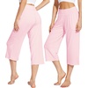 image:imageWiWi Womens Bamboo Viscose Super Soft Capri Wide Leg Yoga Pants Capris Sweatpants Lounge Bottoms with Pockets SXXLPink