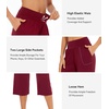 image:imageWiWi Womens Bamboo Viscose Super Soft Capri Wide Leg Yoga Pants Capris Sweatpants Lounge Bottoms with Pockets SXXLWine